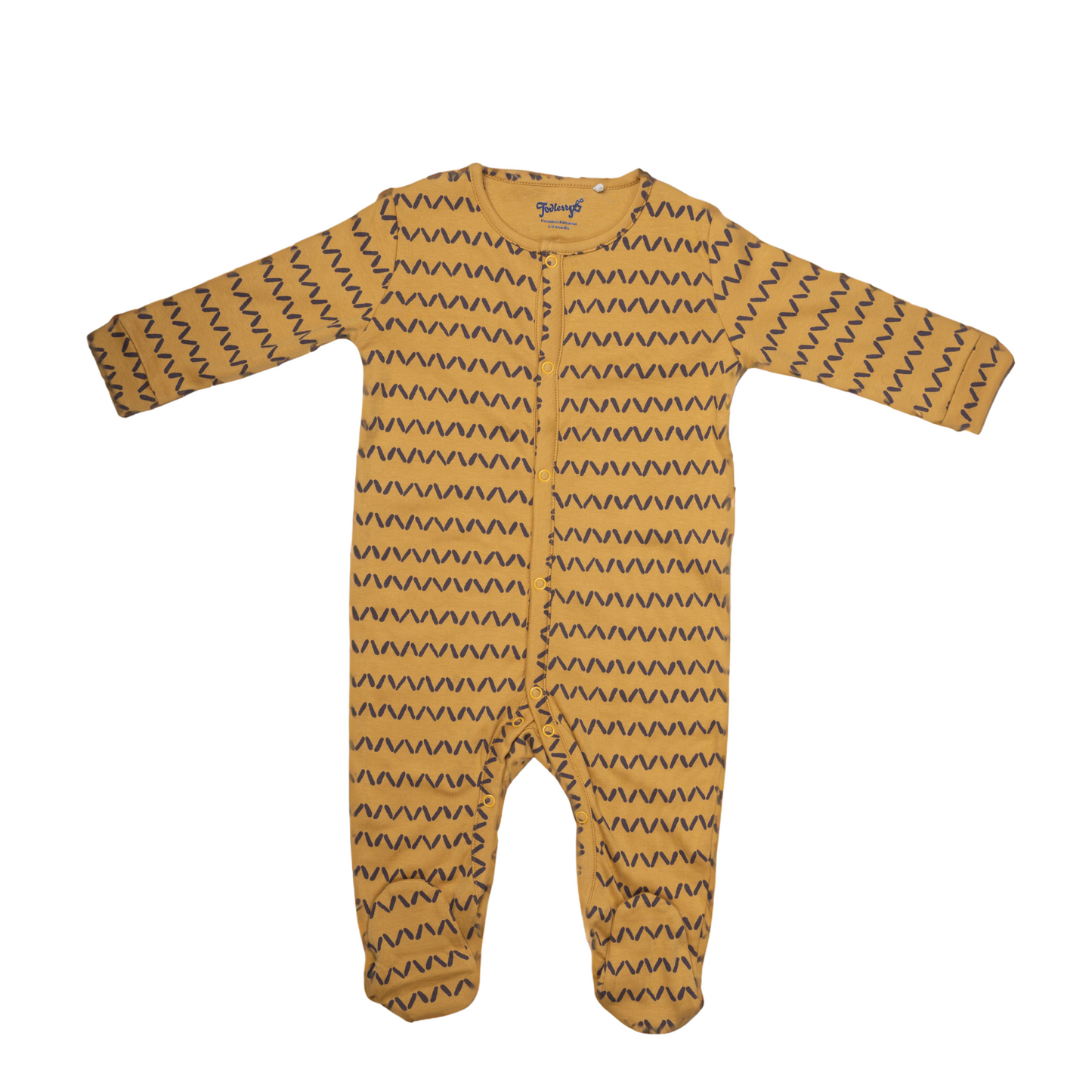 Striped Yellow Full Sleeve Sleepsuit for Kids | 100% Cotton