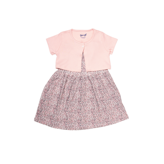 Floral Pink Half Sleeve Dress for Girls | 100% Cotton