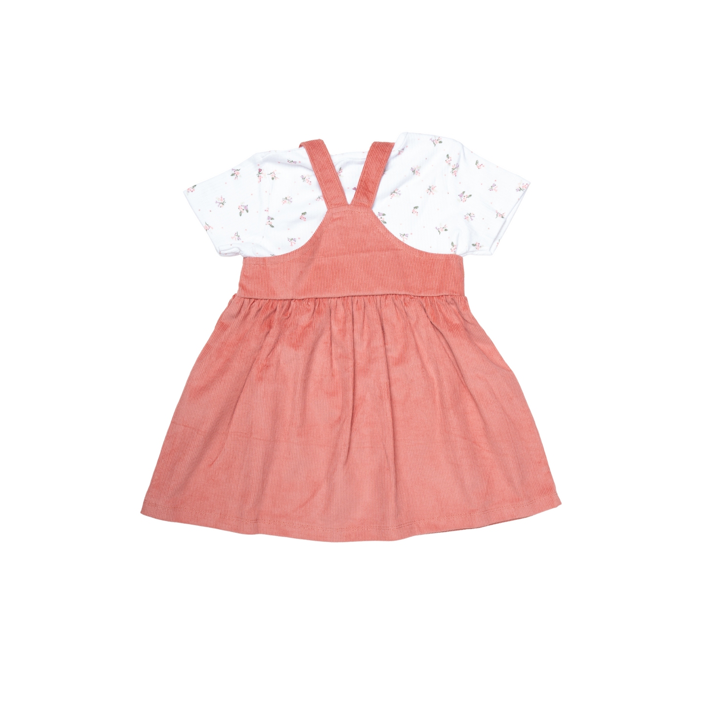 White and Pink Dungaree Set for Girls | 100% Cotton