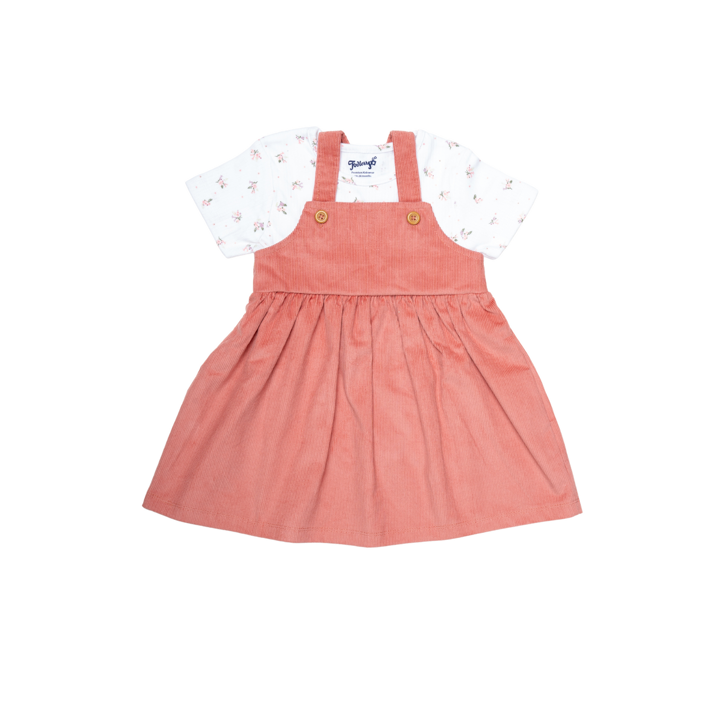 White and Pink Dungaree Set for Girls | 100% Cotton