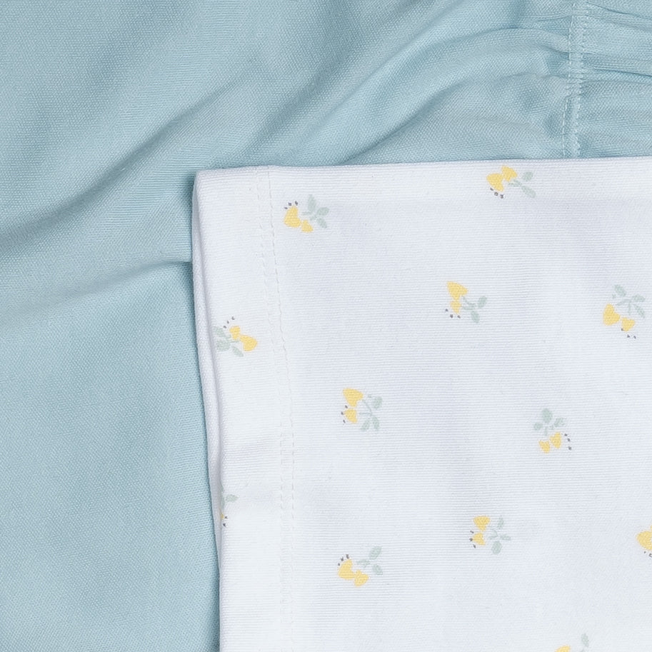 Cute Lemons White and Blue Half Sleeve Set for Kids | 100% Cotton