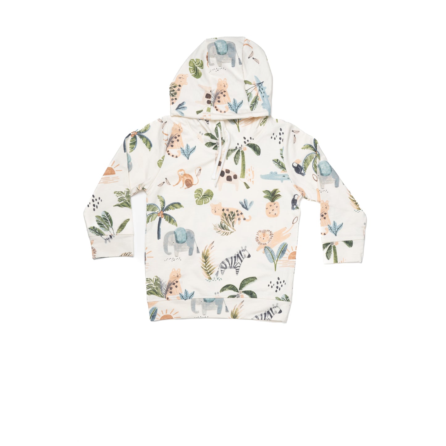 Beachside Pattern Cream Full Sleeve Hoodie for Kids | 100% Cotton