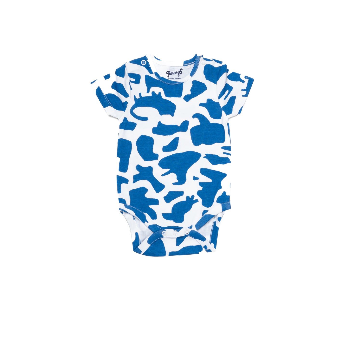 White and Blue Animals Bodysuit for Kids | 100% Cotton