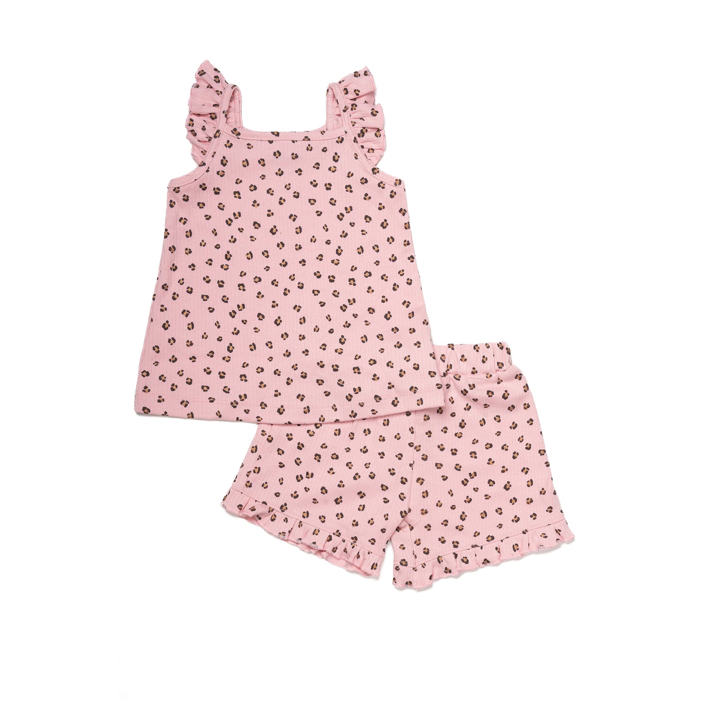 Pink Printed Sleeveless Set for Girls | 100% Cotton