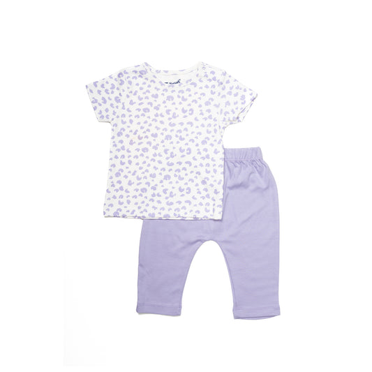 Lavender Print Half Sleeve Set for Kids | 100% Cotton