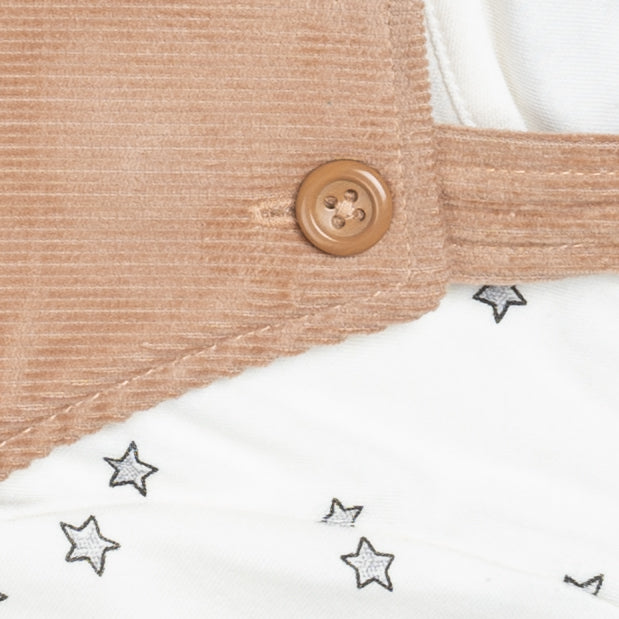 Brown White Dungaree Set for Girls | 100% Cotton