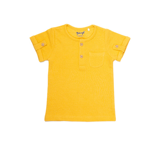 Yellow Half Sleeve Printed T-shirt for Kids | 100% Cotton