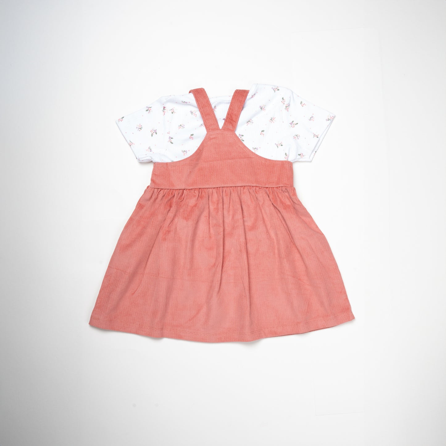 White and Red Dungaree Set for Girls | 100% Cotton