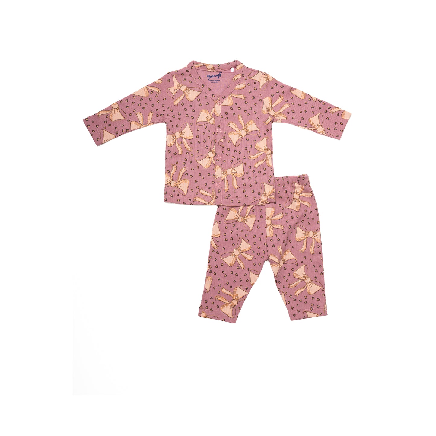 Ribbons Full Sleeve Rose Gold Set for Girls | 100% Cotton