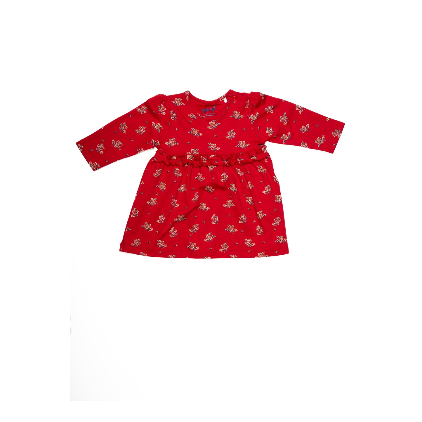 Floral Red Full Sleeve Dress for Girls