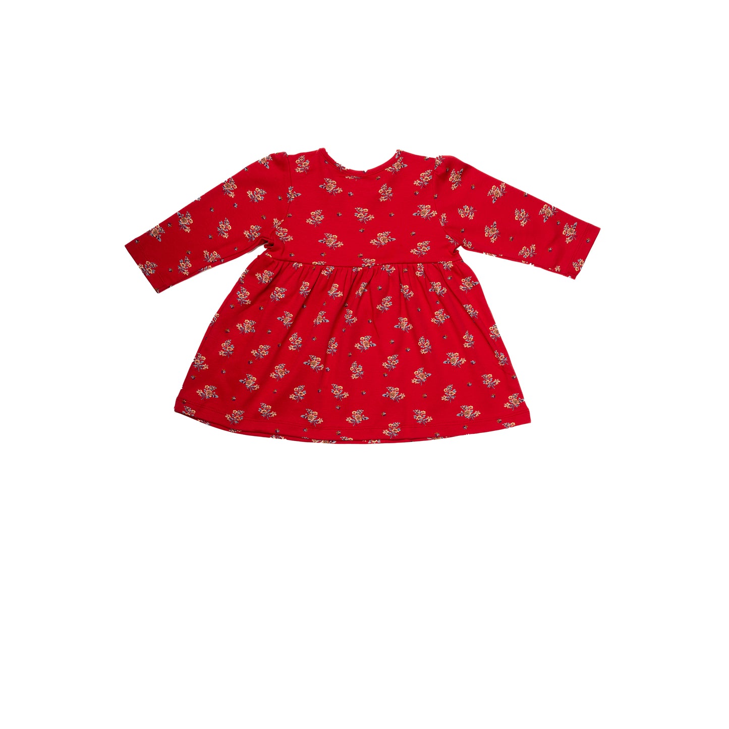 Floral Red Full Sleeve Dress for Girls