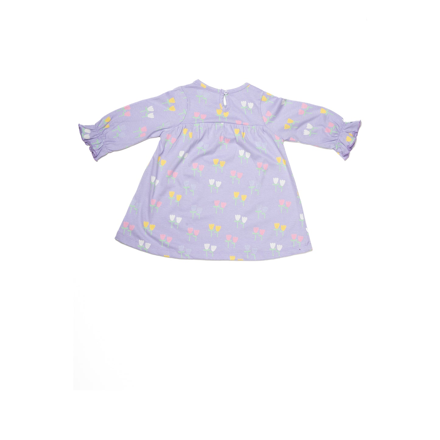 Tulip and Rose Violet Full Sleeve Dress for Girls | 100% Cotton