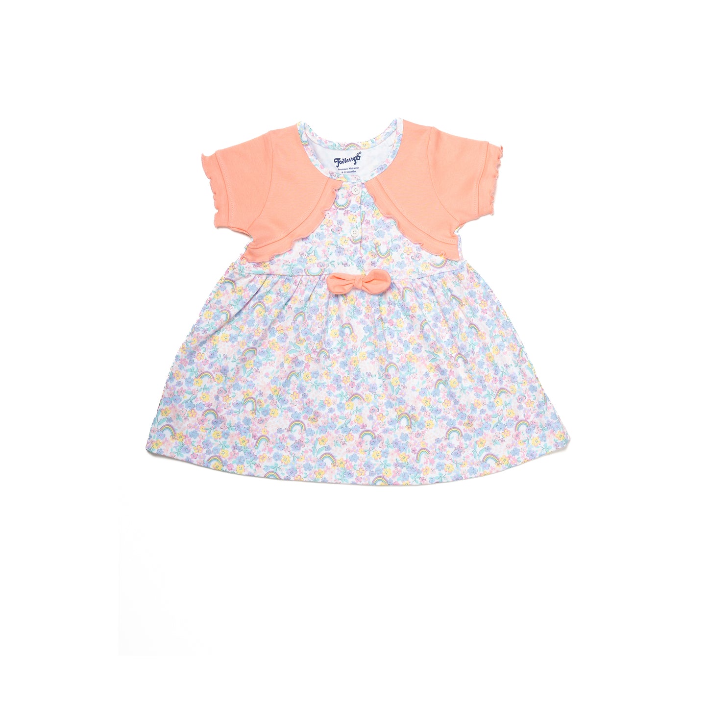 Peach Printed Sleeveless Set for Girls | 100% Cotton