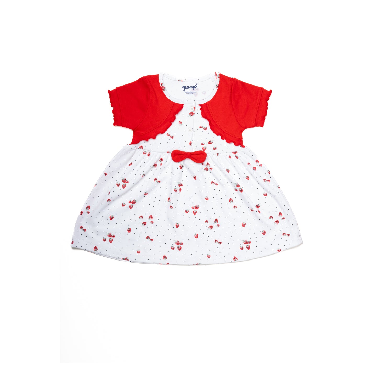 Strawberries and a Bow Half Sleeve Dress for Girls | 100% Cotton