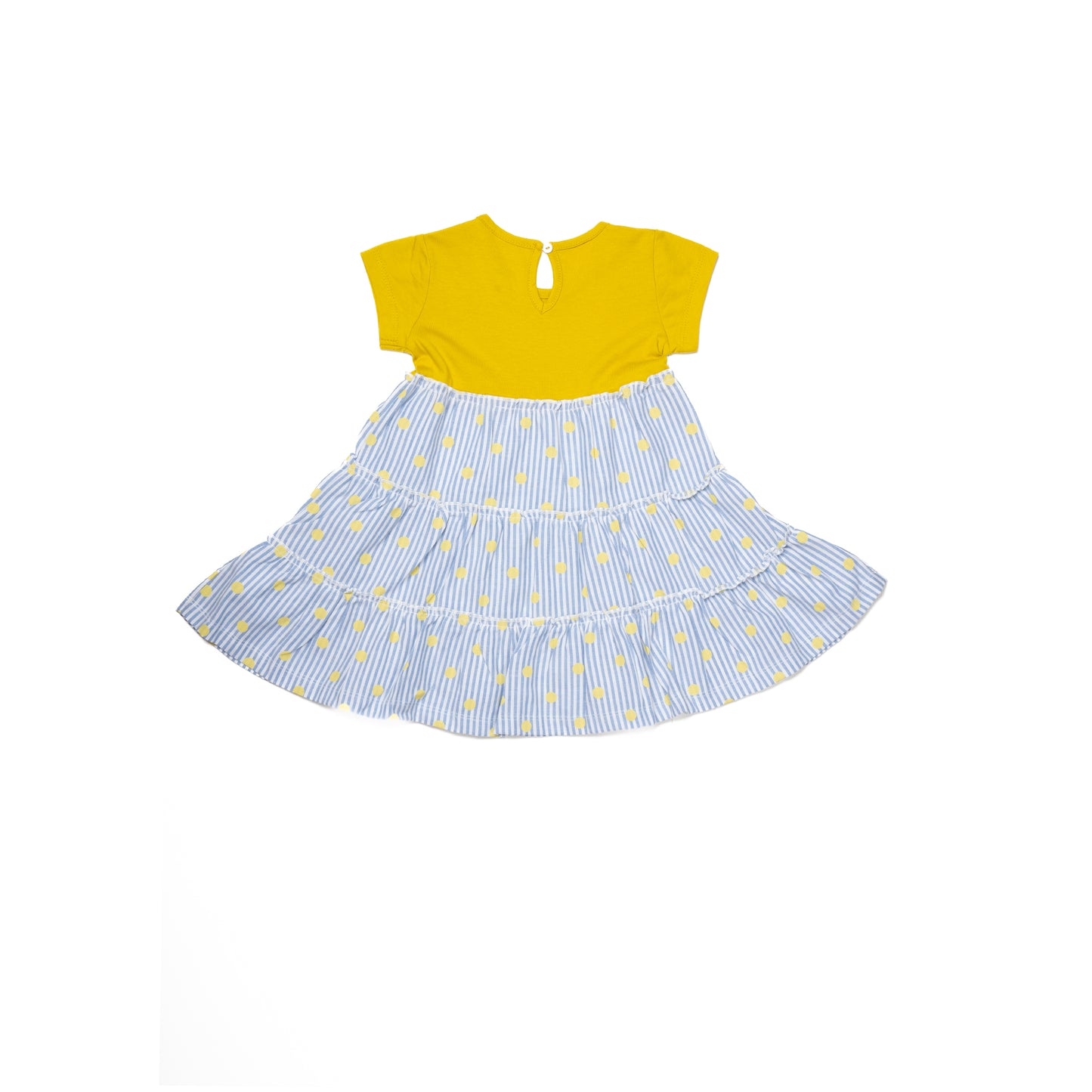 Yellow and White Half Sleeve Dress for Girls | 100% Cotton