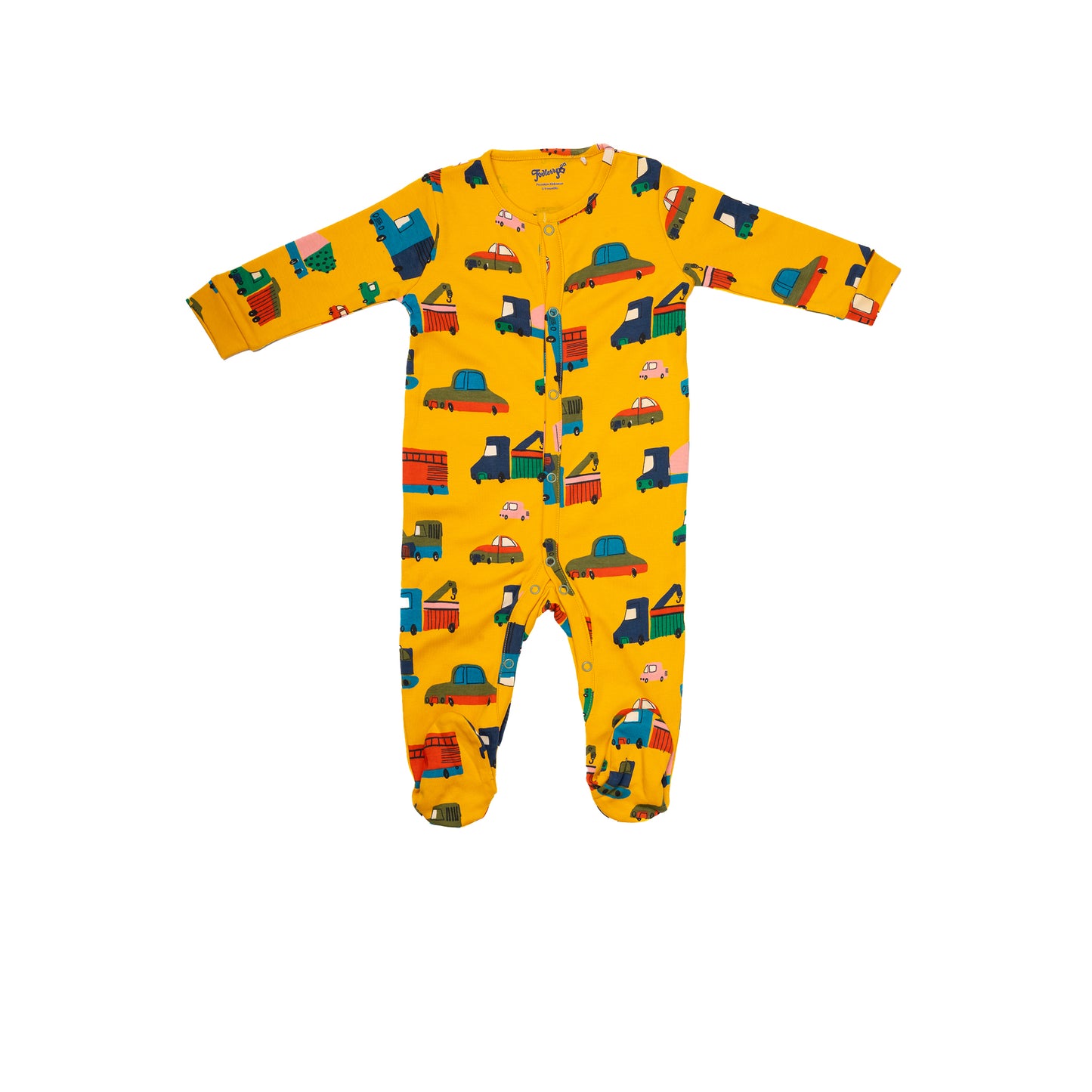 Colourful Yellow Cars' Sleepsuit for Boys | 100% Cotton